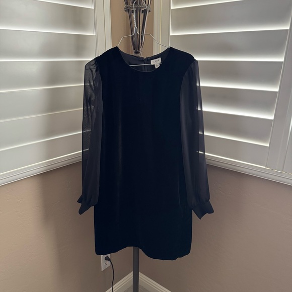 J.Crew Velvet Mini Dress in black with long sleeves. 
Size 6 - Picture 3 of 6